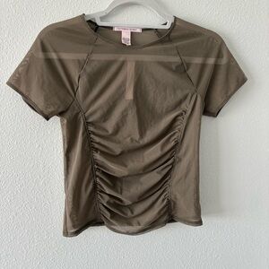 Victoria's Secret Olive Ruched Short Sleeve Top